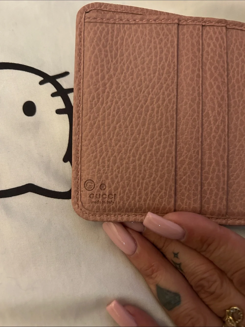 GG Monogram Compact Wallet with Pink Trim